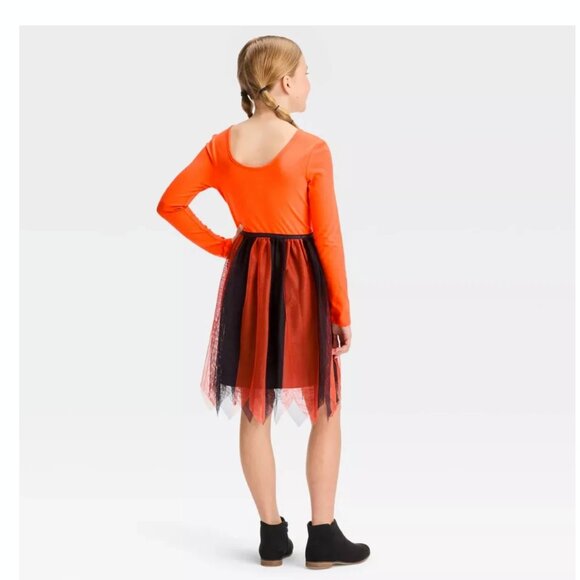 Girls Long Sleeve Flip Sequin Pumpkin Halloween Tulle Dress - Cat & Jack - Picture 3 of 4